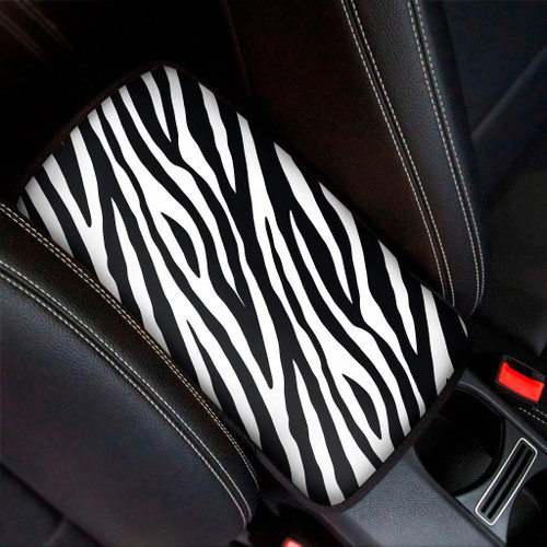 Black White Zebra Pattern Print Car Center Console Cover