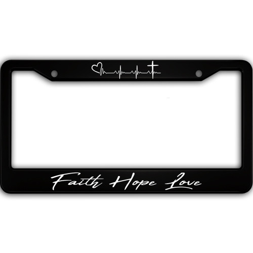 Car License Plate Frames Covers\Heart On Lines And Faith Hope Love Printed Car License Plate Frames Covers