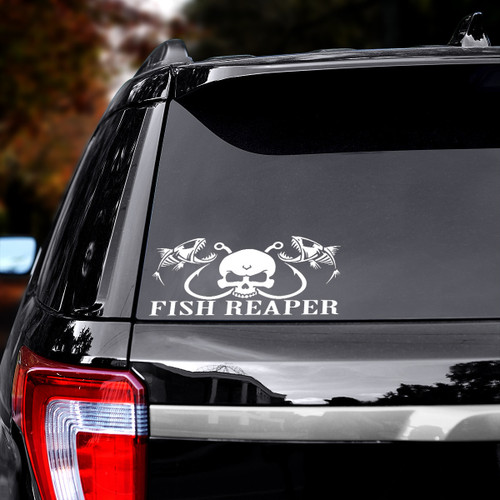 Horror Fish Reaper Skeleton Printed Car Sticker Decal