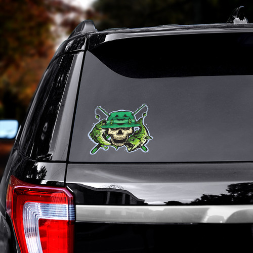 Fish Reaper Green Printed Car Sticker Decal