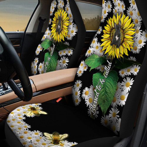 French Bulldog Sunflower And Chrysanthemum Japonense Car Seat Cover