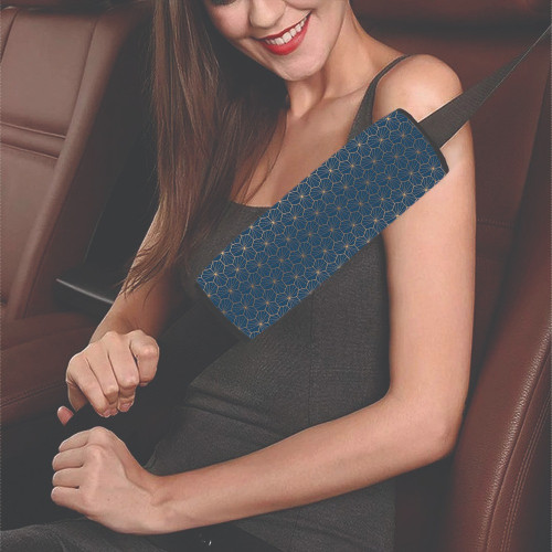 Geometric Seamless Pattern Dark Blue Car Seat Belt Cover
