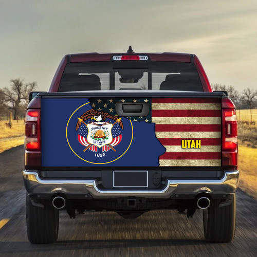 Utah Flag Mix American Flag Truck Tailgate Decal Car Back Sticker