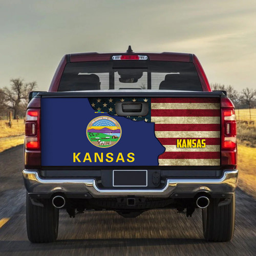 Kansas Flag Mix American Flag Truck Tailgate Decal Car Back Sticker