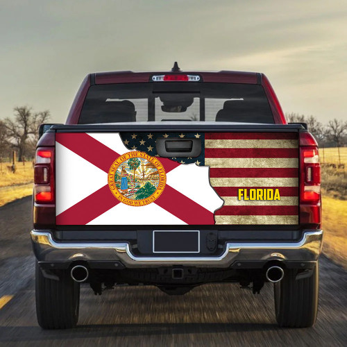 Florida Flag Mix American Flag Truck Tailgate Decal Car Back Sticker
