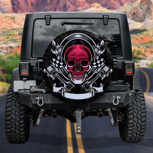 Red Skull Head Angry Car Engine Spare Tire Cover