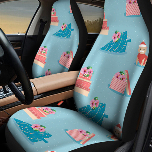Hawaii Hibiscus Flowers Decoration Christmas Art Dot Pattern Mint Car Seat Covers