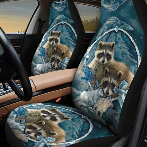 Cute Raccoon Dream Catcher Art Design Native Indians Car Seat Covers