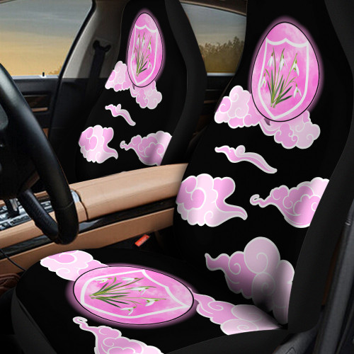 Snowdrop And Pink Clouds In Black Background Car Seat Cover