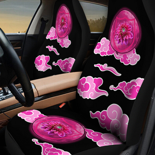 Dahlia And Pink Clouds In Black Background Car Seat Cover