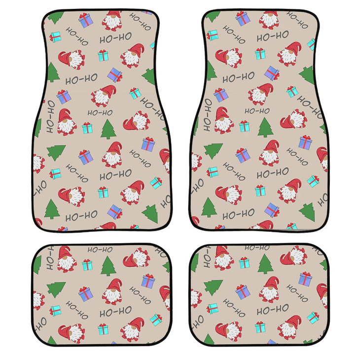 Cute Gift Boxes With Gnomes And Santa Laugh Text Car Mats Car Floor Mats