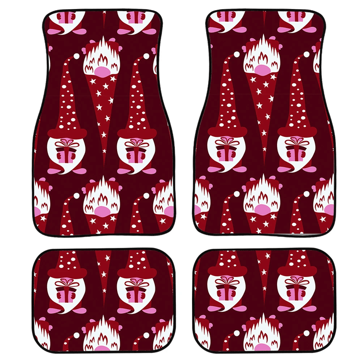 All In Red Happy Gnomes Hold Gift Boxs Xmas Festive Car Mats Car Floor Mats