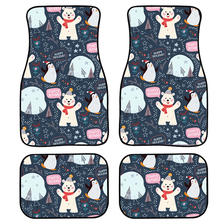 Theme Festival Party Funny Polar Bear And Penguin Characters In Hats Car Mats Car Floor Mats
