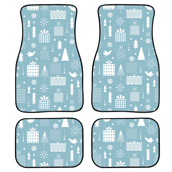 Abstract Geometric Gifts Box Trees Birds In Blue And White Car Mats Car Floor Mats