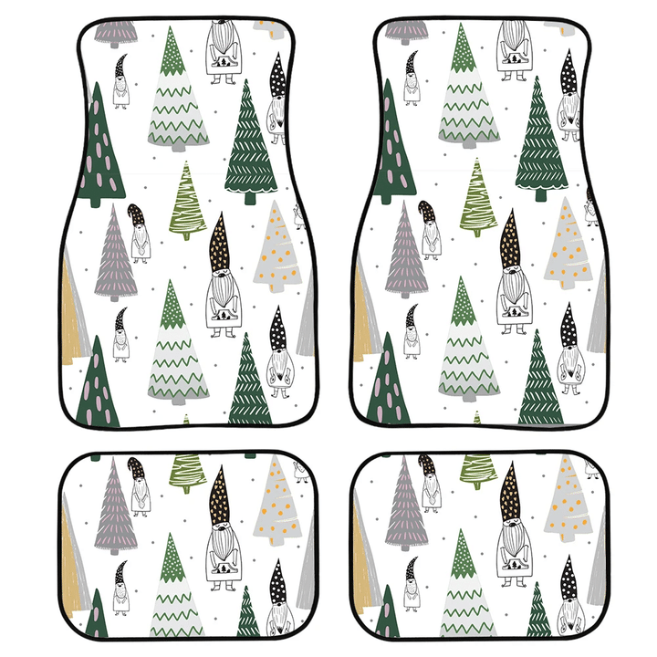 Modern Graphic Style Christmas Tree Pattern With Gnomes Car Mats Car Floor Mats