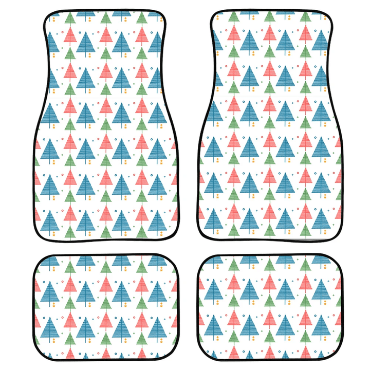Colorful Christmas Tree And Snowball On White Background Car Mats Car Floor Mats