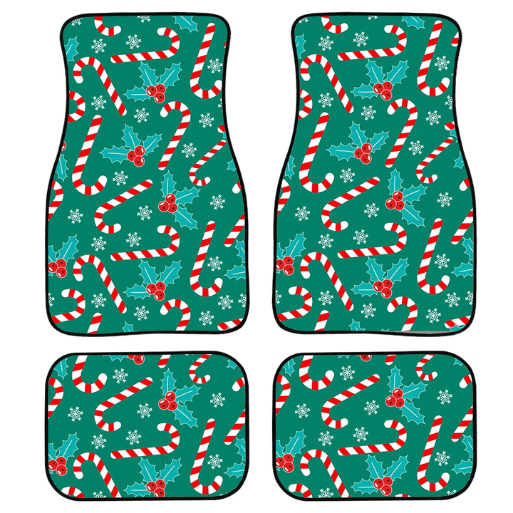 Christmas Holly Berries And Candy Canes Car Mats Car Floor Mats