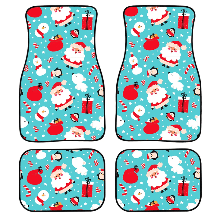 Lovely Santa Claus Penguins And Other Christmas Attributes Car Mats Car Floor Mats