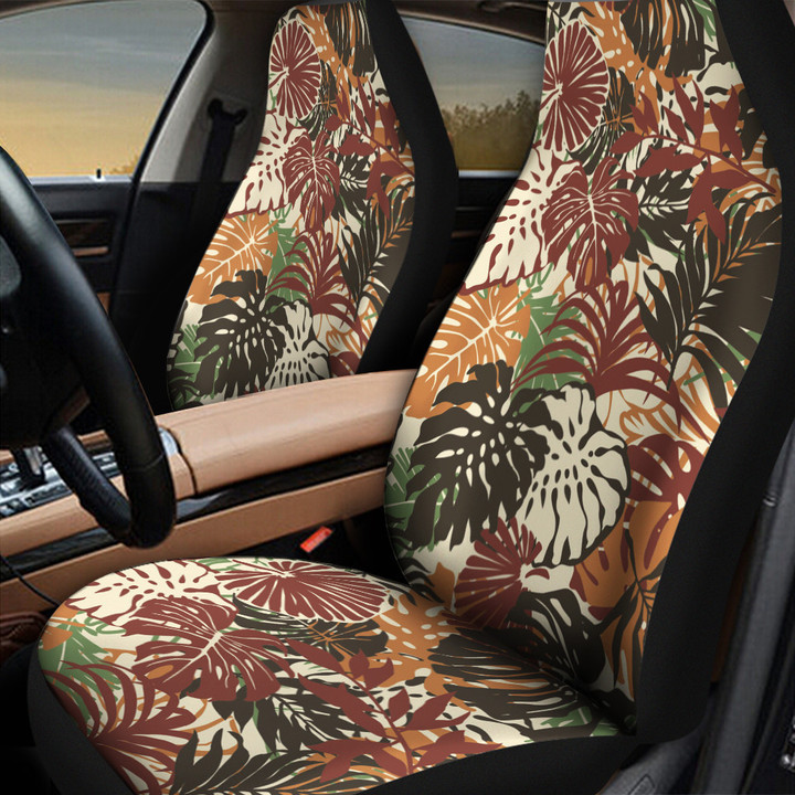Collection Of Monstera Tropical Leave White Theme All Over Print Car Seat Cover