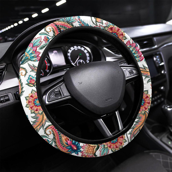 Seamless Paisley Pattern Printed Car Steering Wheel Cover