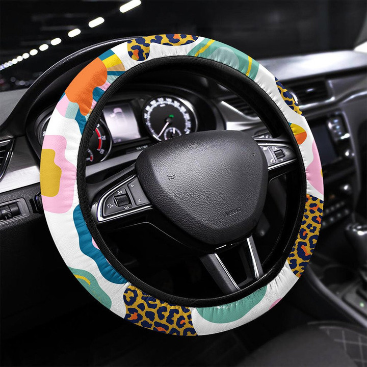 Modern Seamless Pattern With Leopard Print Printed Car Steering Wheel Cover