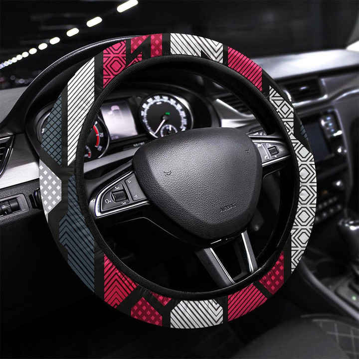 Grunge Seamless Pattern With Blots Effect Printed Car Steering Wheel Cover