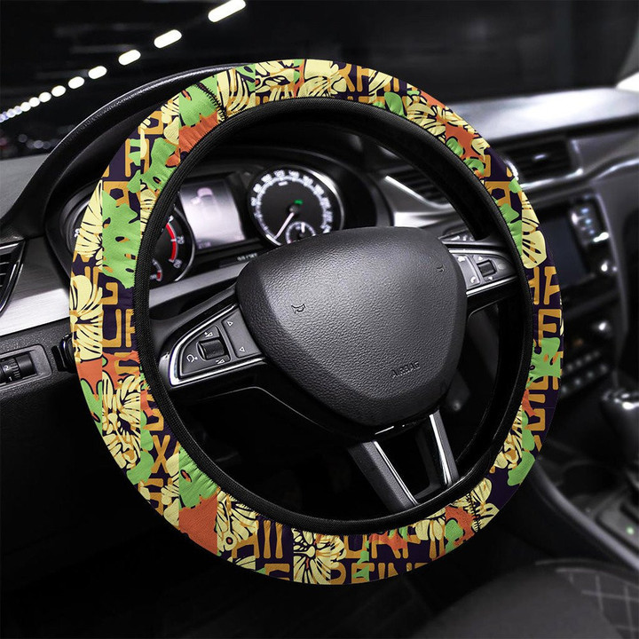 Turkish Paisley Seamless Pattern With Buta Motifs Printed Car Steering Wheel Cover
