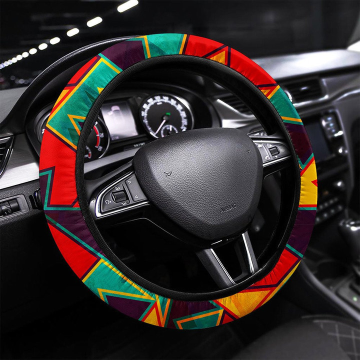 Vintage Bright Seamless Texture With Grunge Effect Printed Car Steering Wheel Cover