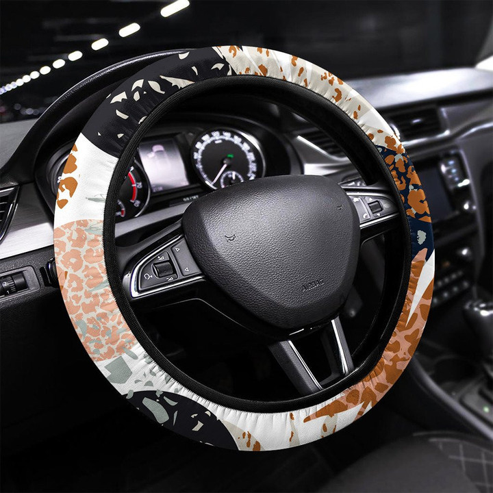 Wild Animal Skins Patchwork Wallpaper Printed Car Steering Wheel Cover