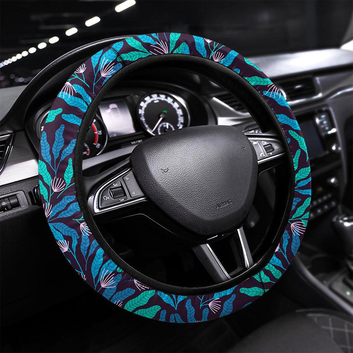 Floral Seamless Textured Pattern Printed Car Steering Wheel Cover