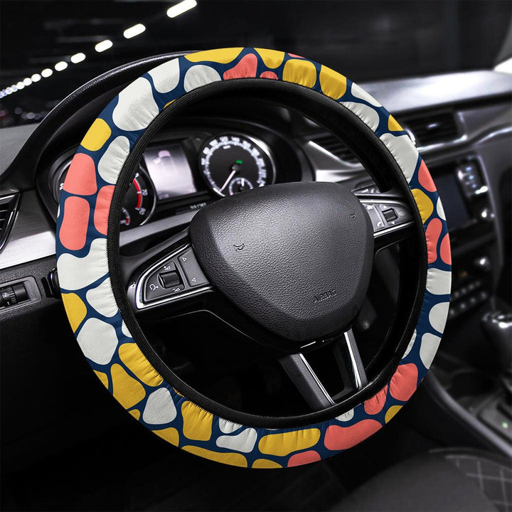 Mosaic Flowers Seamless Background Pattern Printed Car Steering Wheel Cover