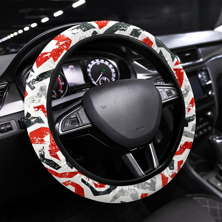 Grunge Ancient Seamless Pattern With Effect Printed Car Steering Wheel Cover