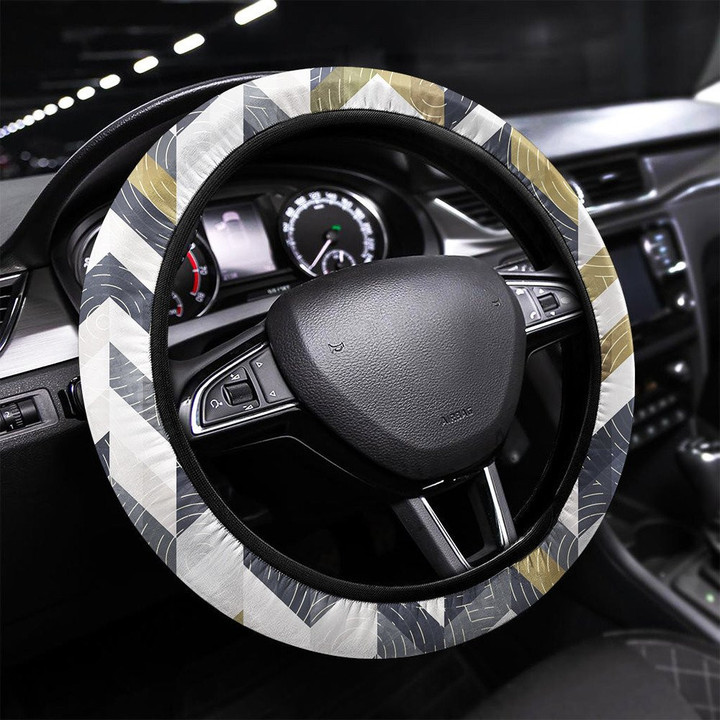 Urban Geometric Seamless Pattern Printed Car Steering Wheel Cover