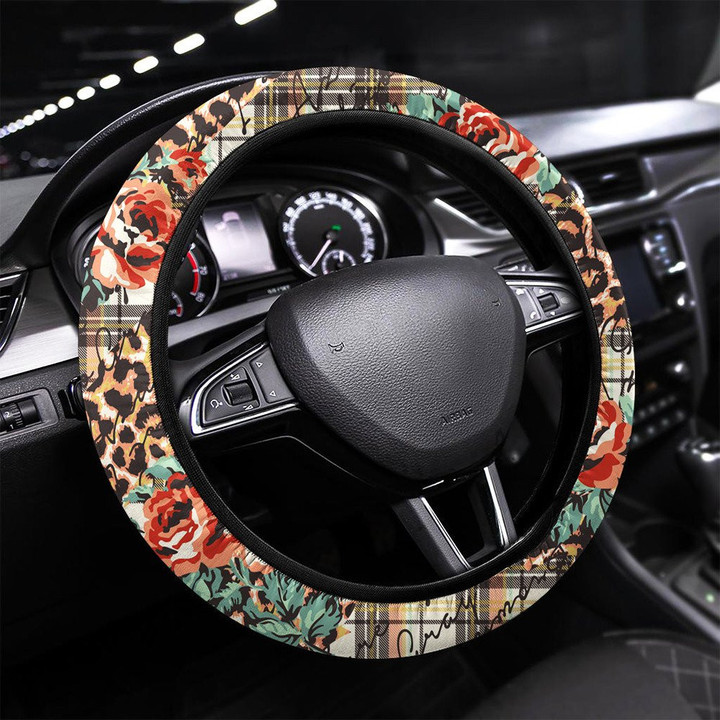 Modern Seamless Pattern With Animal Skin Print Printed Car Steering Wheel Cover