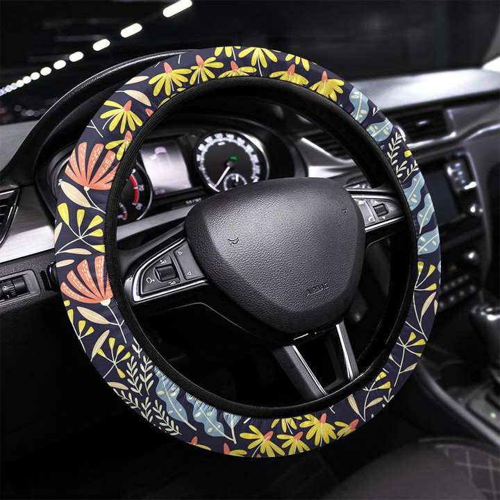 Cartoon Doodles Hawaii Seamless Pattern Printed Car Steering Wheel Cover