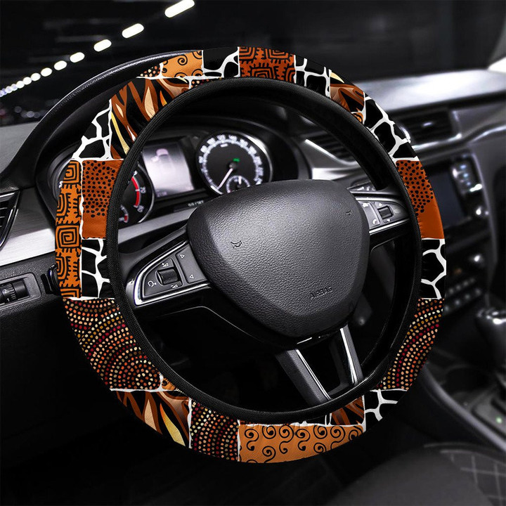 Ethnic Seamless Pattern In African Style Printed Car Steering Wheel Cover