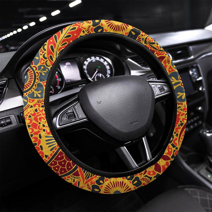 Zebra Black And White Pattern Painting Background Printed Car Steering Wheel Cover