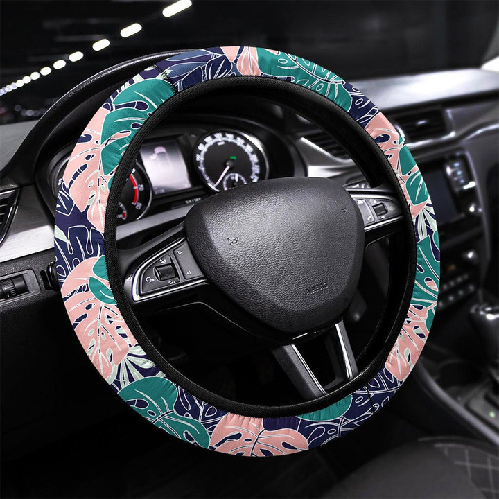 Wallpapers Tropical Leaves Printed Car Steering Wheel Cover