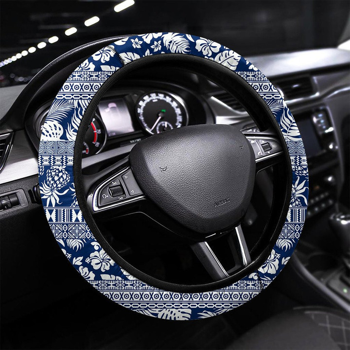 Traditional Oriental Paisley Seamless Pattern Printed Car Steering Wheel Cover