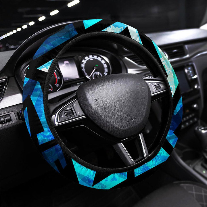 Psychedelic Colors Triangle Seamless Pattern Printed Car Steering Wheel Cover