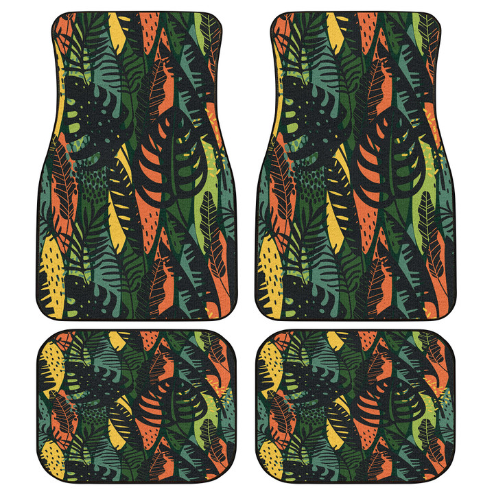 Multicolor Monster Leaf And Tropical Leaves All Over Print Car Floor Mats