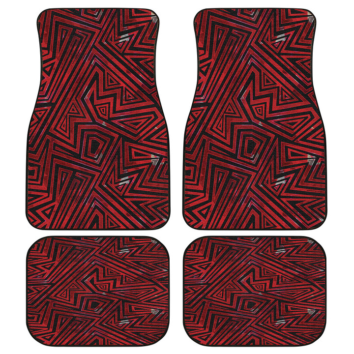 Red And Black Triangle Pattern Geometric Texture All Over Print Car Floor Mats