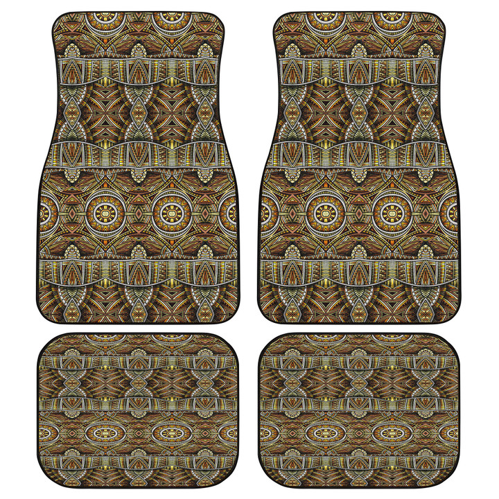 Yellow Mirror Aztec Pattern Vintage Tribal Texture All Over Print Car Floor Mats