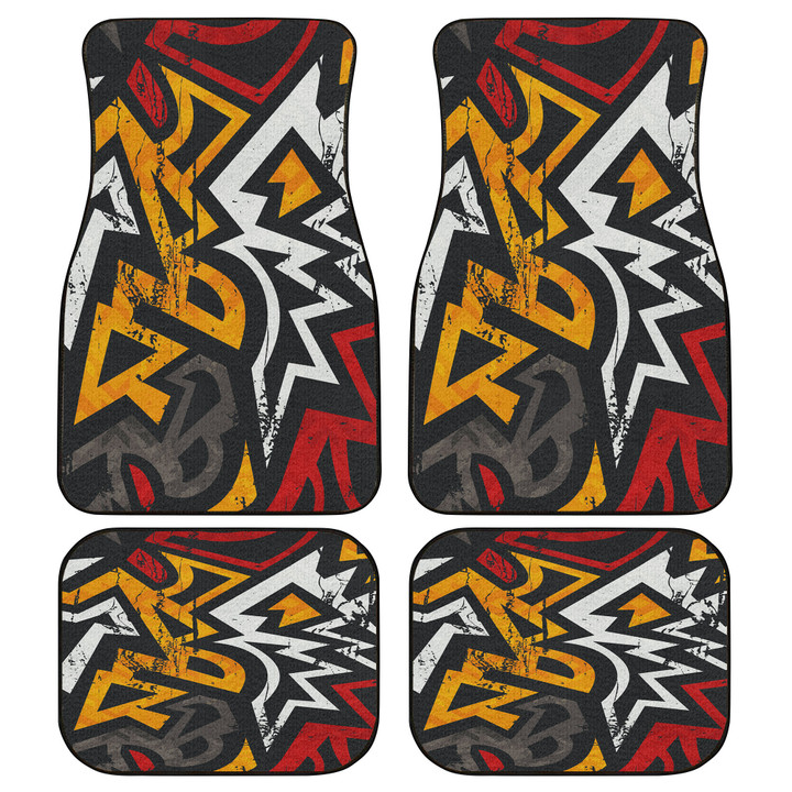 Multicolor Grunge Graffiti Geometric Shapes Grey Red Yellow All Over Print Car Floor Mats