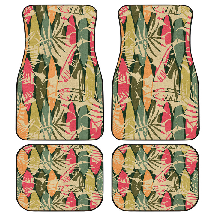 Hawaiian Hibiscus Flower Shadow And Classic Palm Leave All Over Print Car Floor Mats