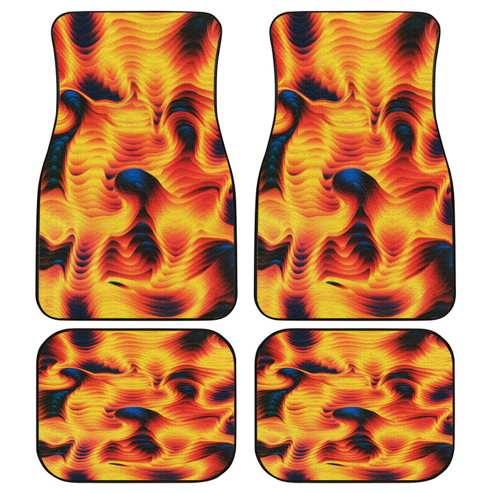 Hot Fire Starry Night Psychedelic Neon Swirls Pattern All Over Print Car Floor Mats