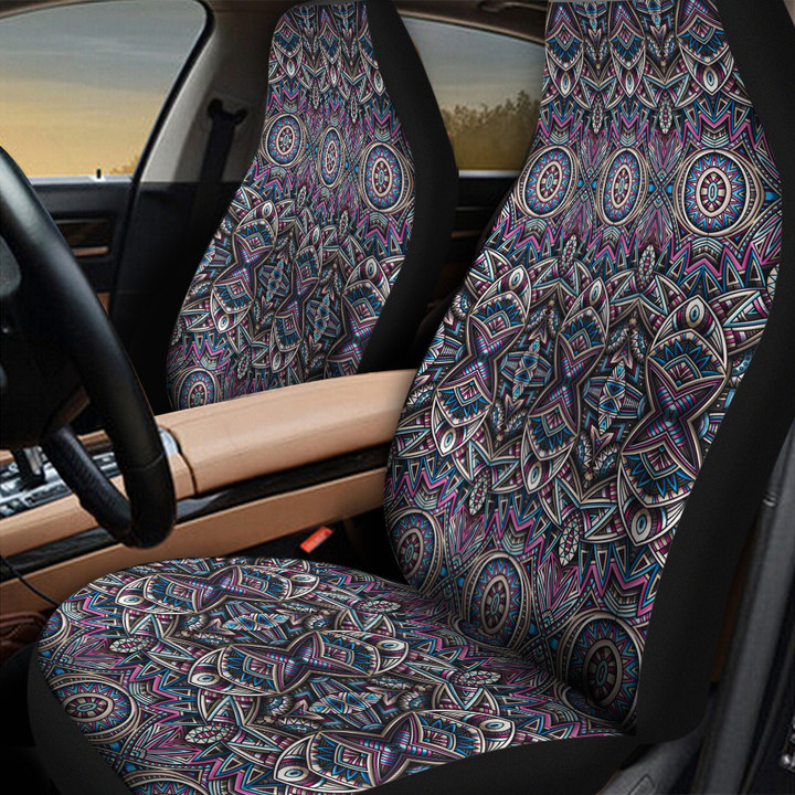 Purple Mirror Aztec Pattern Vintage Tribal Texture All Over Print Car Seat Cover