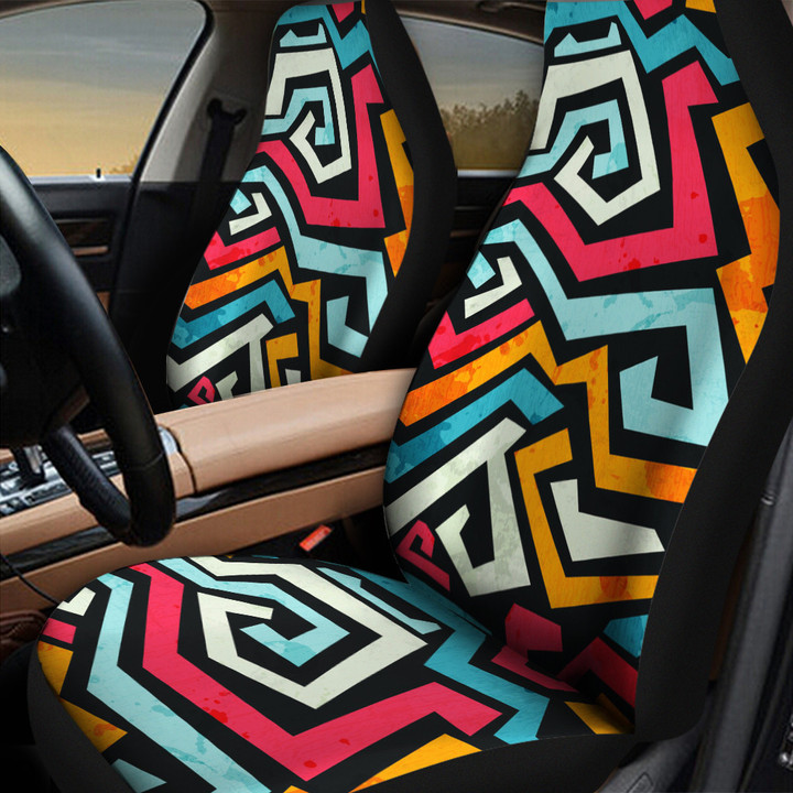 Zigzag Rainbow Lunarable Tribal Seamless Pattern All Over Print Car Seat Cover