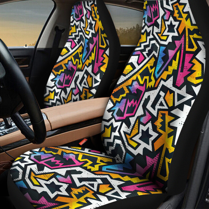 Chromatic Hot Blocks Triangle Shape Geometric Pattern All Over Print All Over Print Car Seat Cover