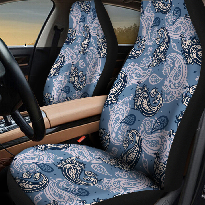 Light Pink Paisley Flower Skin Texture Blue Background All Over Print Car Seat Cover